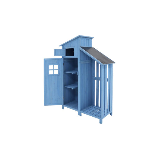 青色の木製収納キャビネット - 屋外または庭での使用 - 主材質: 木材 - 100 x 50 x 150